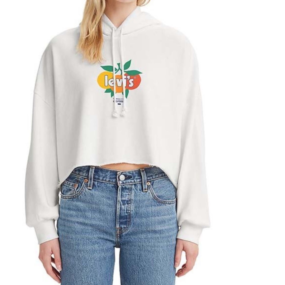Levi's - White Citrus Logo Crop Hoodie - Women